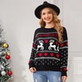 thumbnail image 3 of Suéter navideño de otoño e invierno para mujer, jersey holgado de cuello redondo con estampado de jacquard cervatillo, 3 of 5