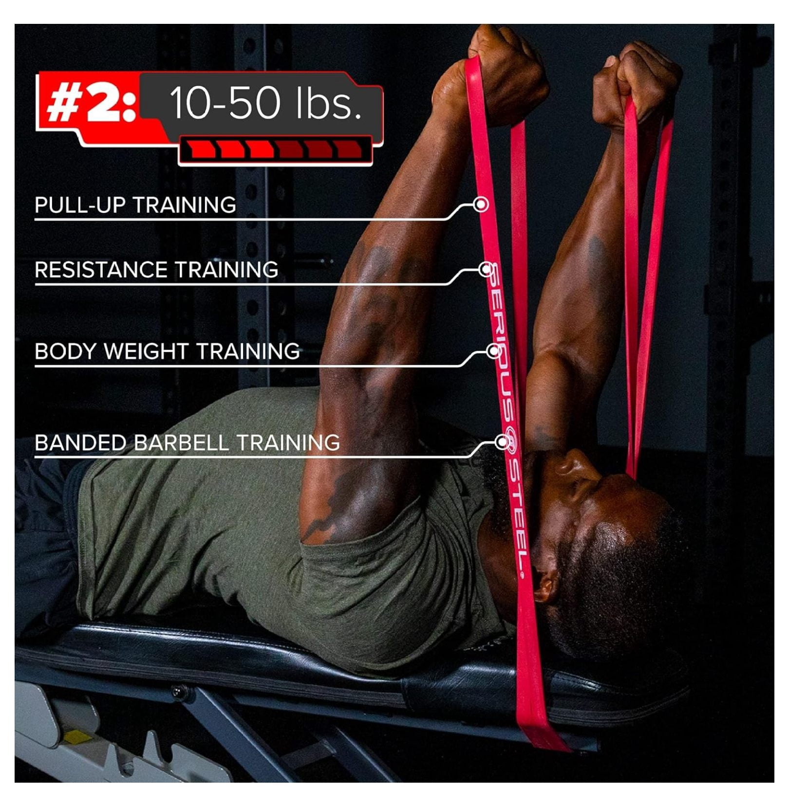 Serious Steel 41" Assisted Pull-up Band, Heavy Duty Resistance Band Sets, Stretching, Powerlifting, Resistance Training and Pull Up Assistance Bands
