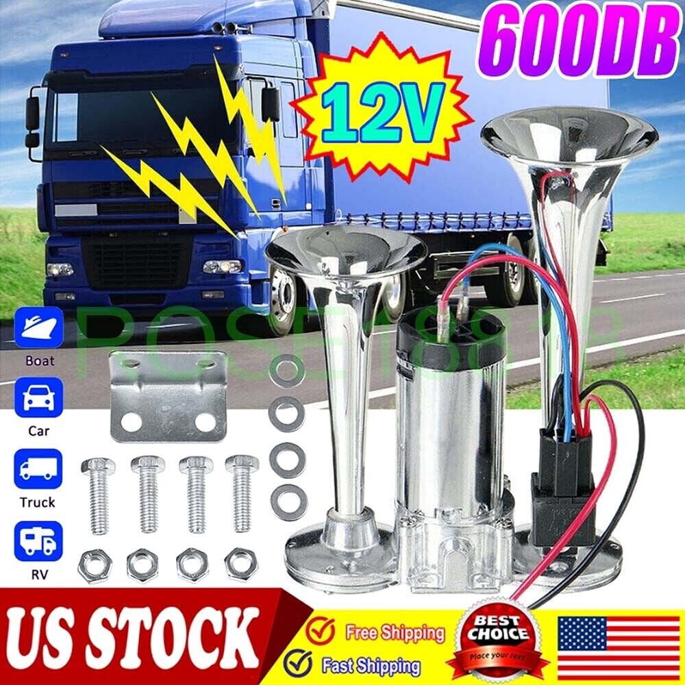 Air Train Horn Kit for Truck Car Super Loud 600DB 12V Electric Trains Horns USA