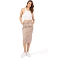 thumbnail image 3 of Wax Jean Womens Juniors High Waist Back Slit Midi Cargo Skirt (Khaki, Medium), 3 of 4