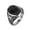 Black, variant on Unisex Stainless Steel Vintage Classic Royal Coconut Tree Flower Pattern Carved Oval Cut Black Gemstone Signet Ring Silver Size 10
