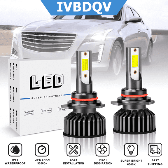 For Cadillac ATS 2013-2019 LED Headlights 9012/HIR2 High Low Beam Bulb 2Pcs 50W 6000K Super Bright White