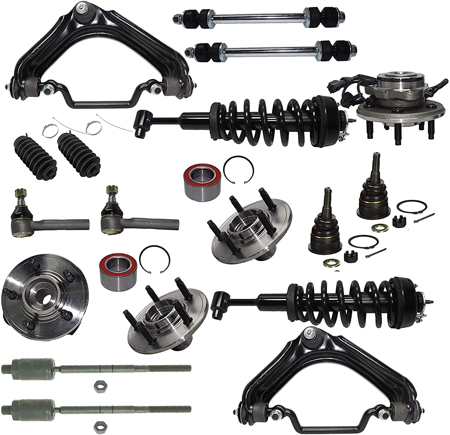 Detroit Axle 18pc 4.0L Front Struts Wheel Hubs Upper Control Arms