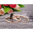 thumbnail image 2 of Imaginative Bridal Set Cushion Cut 2.55 Carat Black Diamond Moissanite Wedding Set Engagement Ring 10k Rose Gold Retro Vintage Floral Marquise Matching Band, 2 of 6