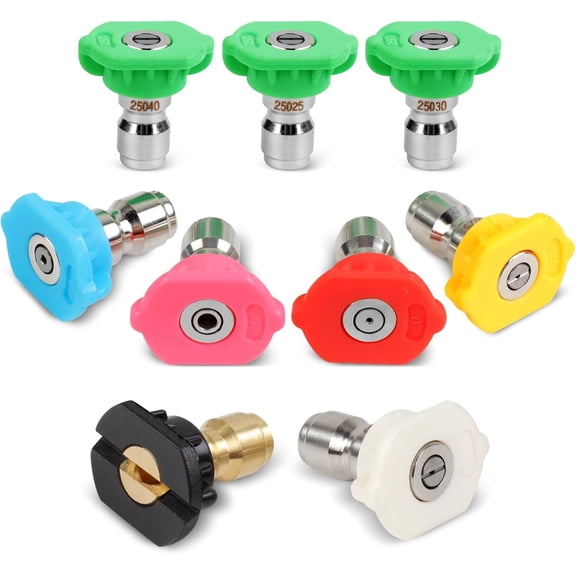 9-Pack Pressure Washer Tips, 4000 PSI-5000 PSI Multiple Degrees Pressure Washer Spray Nozzle Power Washer Nozzle Tips for 1/4 Inch Quick Connect$$Tools