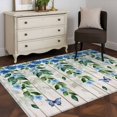 thumbnail image 5 of Blue Floral Spring Area Rug 3x5 Washable Rug Non Slip Summer Farmhouse Botanical Wooden Large Area Rug Indoor Floor Carpet for Entryway Bedroom Kitchen Living Room Home Office Dining Room Nursery, 5 of 8