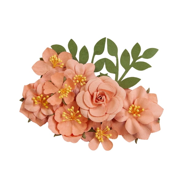 Prima Marketing Mulberry Paper Flowers-Orange Blossom/Painted Floral