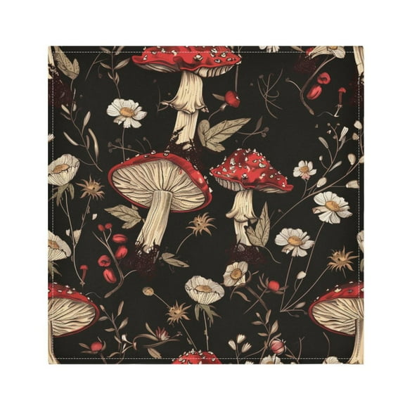 JSTEL Mushroom Daisy Flower Cloth Napkins Set of 1, 20x20 Inch Washable and Reusable Napkin for Decoupage Dinner Party Everyday Use