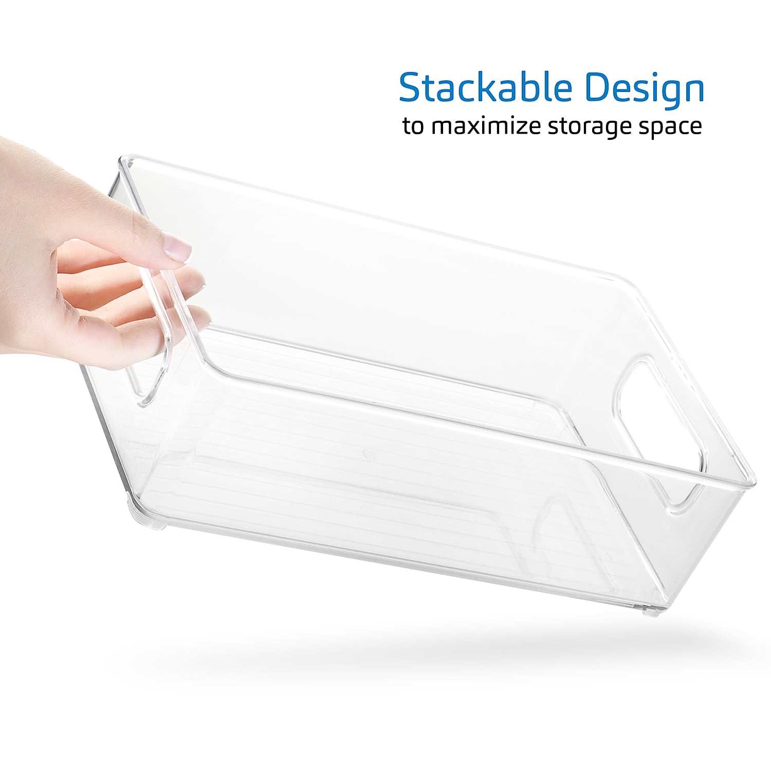 EatEx 1 Pack Clear Plastic Bathroom Vanity Storage Bin with Handles - Container Organizer for Soaps, Shampoos, Conditioners, Cosmetics, Hand Towels, Hair Brush, Body Spray, Lotion & More