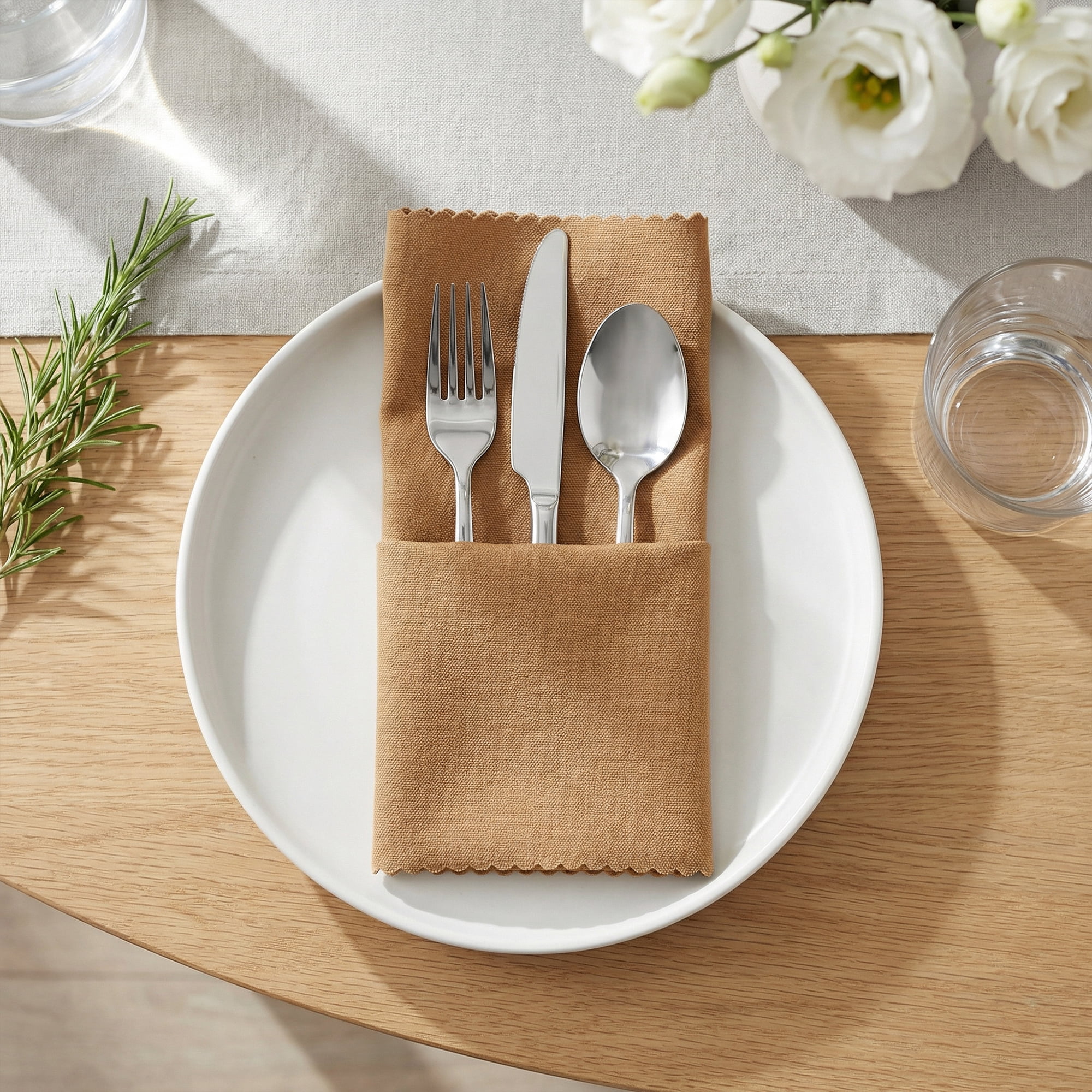 Unique Bargains 12Pcs Washable Reusable Dinner Cloth Napkins Brown 12x12inch