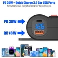 thumbnail image 2 of Cargador USB para coche, montaje en superficie, 12 V, con PD30 W, QC18 W y voltímetro, 2 of 7