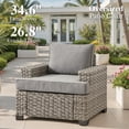 thumbnail image 4 of Ovios 7 Pieces Outdoor Patio Furniture Set All-Weather Rattan Wicker Sectional Sofa and Chairs with Ottomans, Dark Gray, 4 of 9