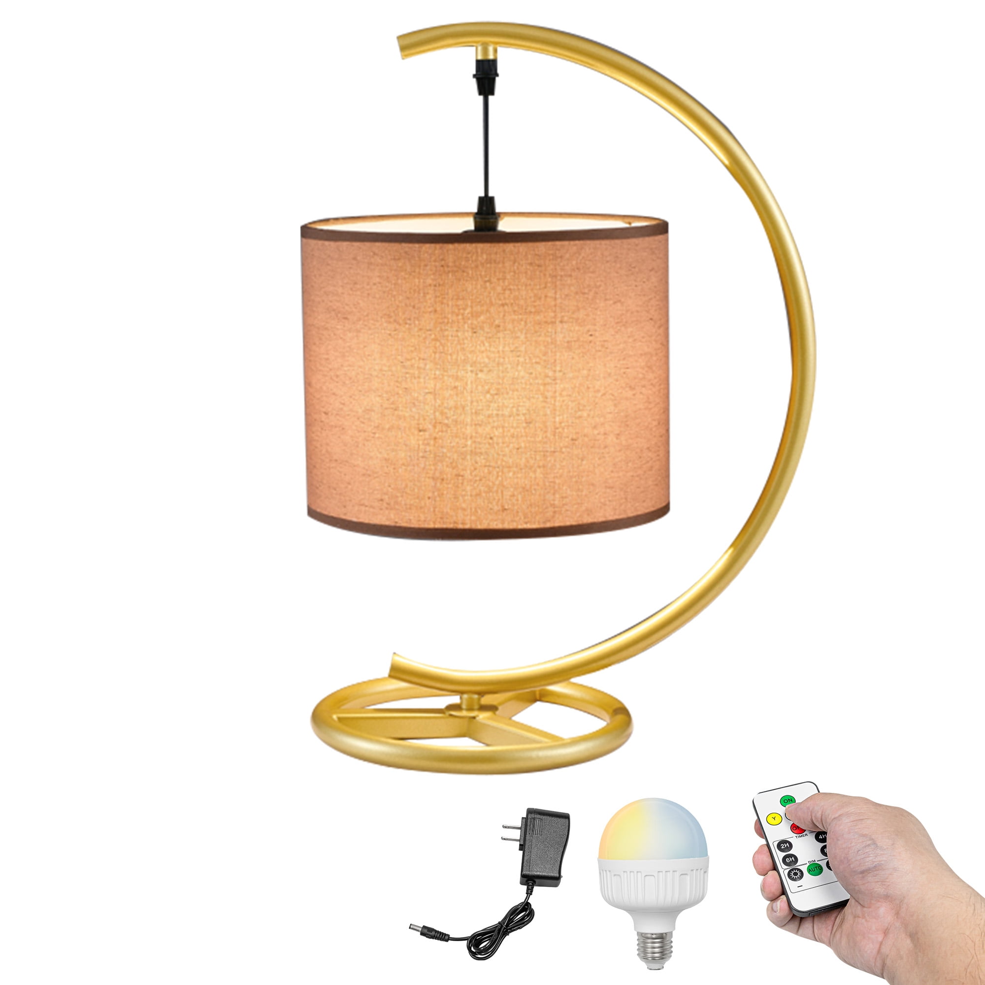 Kiven Modern Rechargeable Table Lamp, Dimmable Desk Lamp with Fabric