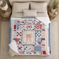 thumbnail image 5 of Patriotic Quilted Patchwork, Festive autumn celebration Scene, Warm Flannel Blanket for Cabin and Lodge with Detailed Artwork, Art Lovers autumn celebration Gift, Festive Home Decor, 5 of 9