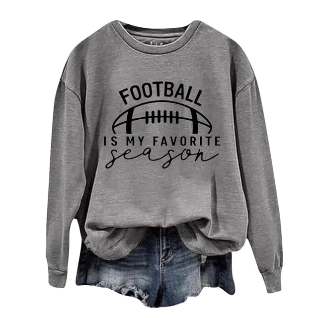 WEAIXIMIUNG Ensemble de Chandails en Molleton Courts Manches Longues Col Rond pour Femmes Imprimé Graphique Football Sans Capuche
