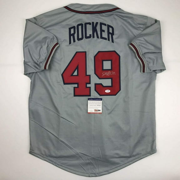 Autographed/Signed John Rocker Atlanta Grey Baseball Jersey PSA/DNA COA