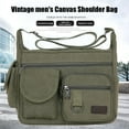 thumbnail image 4 of Yucurem Canvas Men Messenger Bag Large Casual Student Travel Shoulder Bags (Green), 4 of 6