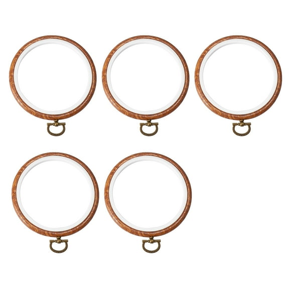 5Pcs Embroidery Hoops Imitated Wood Circle Round Display Frame for Art Craft Sewing and Hanging