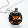 thumbnail image 2 of Pumpkin Elegant Circular Pendant Necklace with Glass Design for Women - Stylish Womens Necklaces, 2 of 5