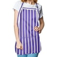 thumbnail image 5 of DALIX Apron Commercial Restaurant Home Bib Spun Poly Cotton Kitchen Aprons (3 Pockets) in Striped Purple, 5 of 6