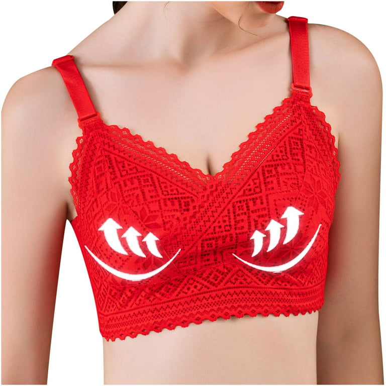 Daqian Clearance Bras for Women Ladies Comfortable Breathable No Steel Ring  Sexy Lace Appear Small Adjustment Lift Bra Woman Underwear Women Bras on  Sale Red M（36BCD=80BCD） 