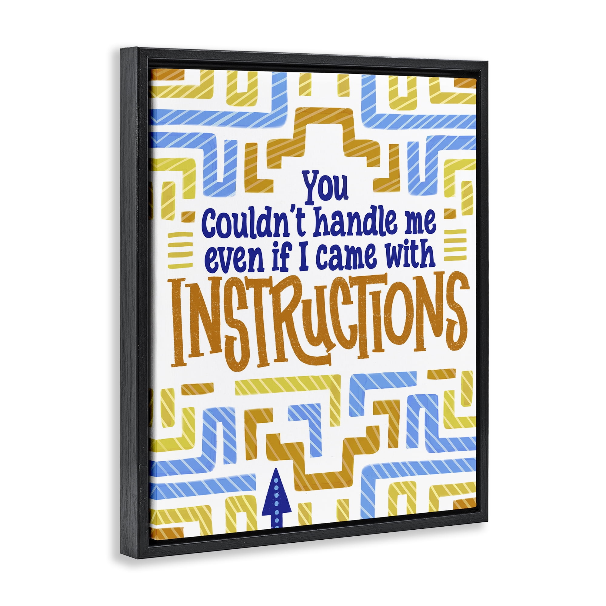 Stupell Industries Funny Can't Handle Me Black Framed Floater Canvas Wall Art, design by Connie Summers