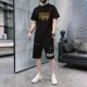 thumbnail image 3 of Conjunto de dos piezas para hombre, para correr, con letras, para trotar, color blanco, camisetas Kpop, pantalones cortos, trajes para hombre, ropa de verano, moda 2024, 3 of 5