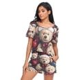 thumbnail image 5 of Women Pajama Sets Short Sleeve Sweatshirts Bears Christmas Ornaments Casual Tops and Shorts, 5 of 7