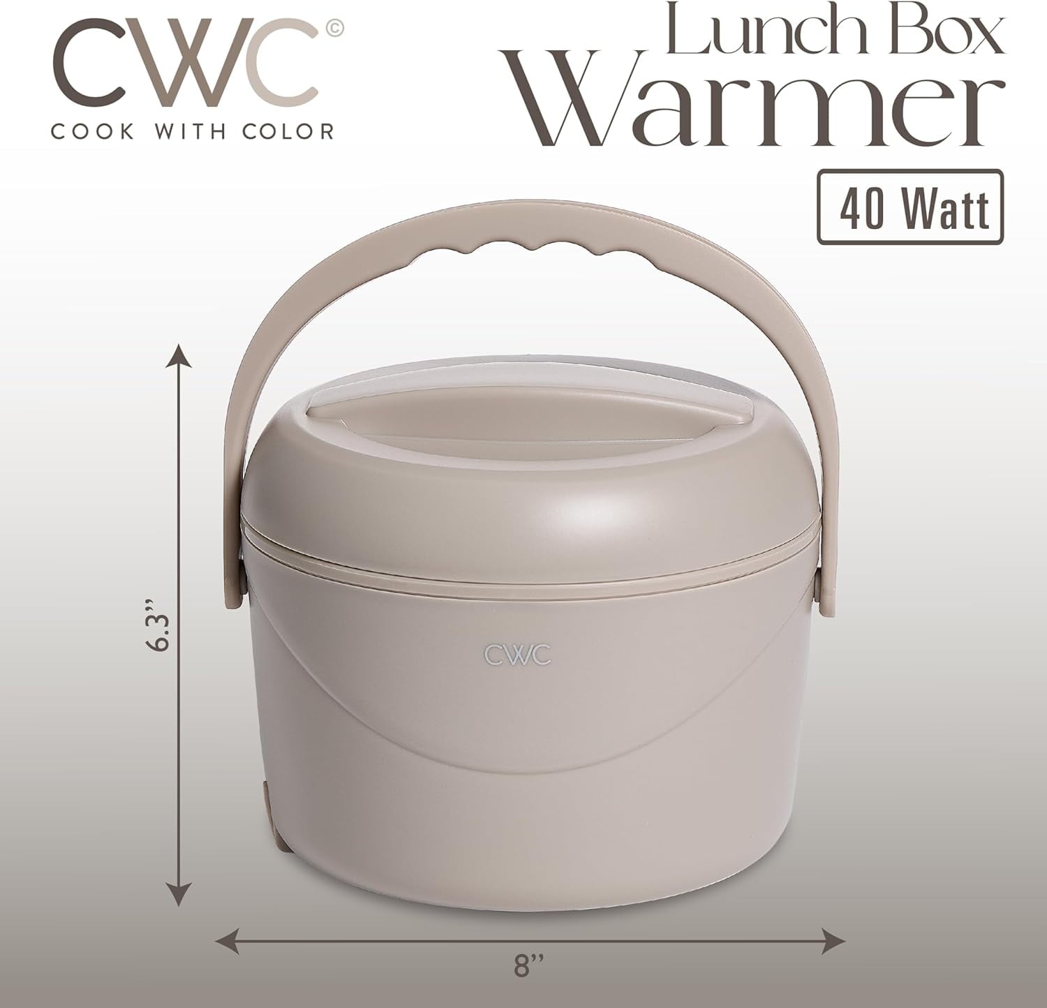 COOK WITH COLOR Round Electric Lunch Box Portable Food Warmer, 1.1L Capacity, Sand