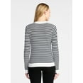 thumbnail image 2 of Time and Tru Women's Stripe Pointelle Rib Sweater with Long Sleeves, Lightweight, Sizes XS-XXXL, 2 of 5