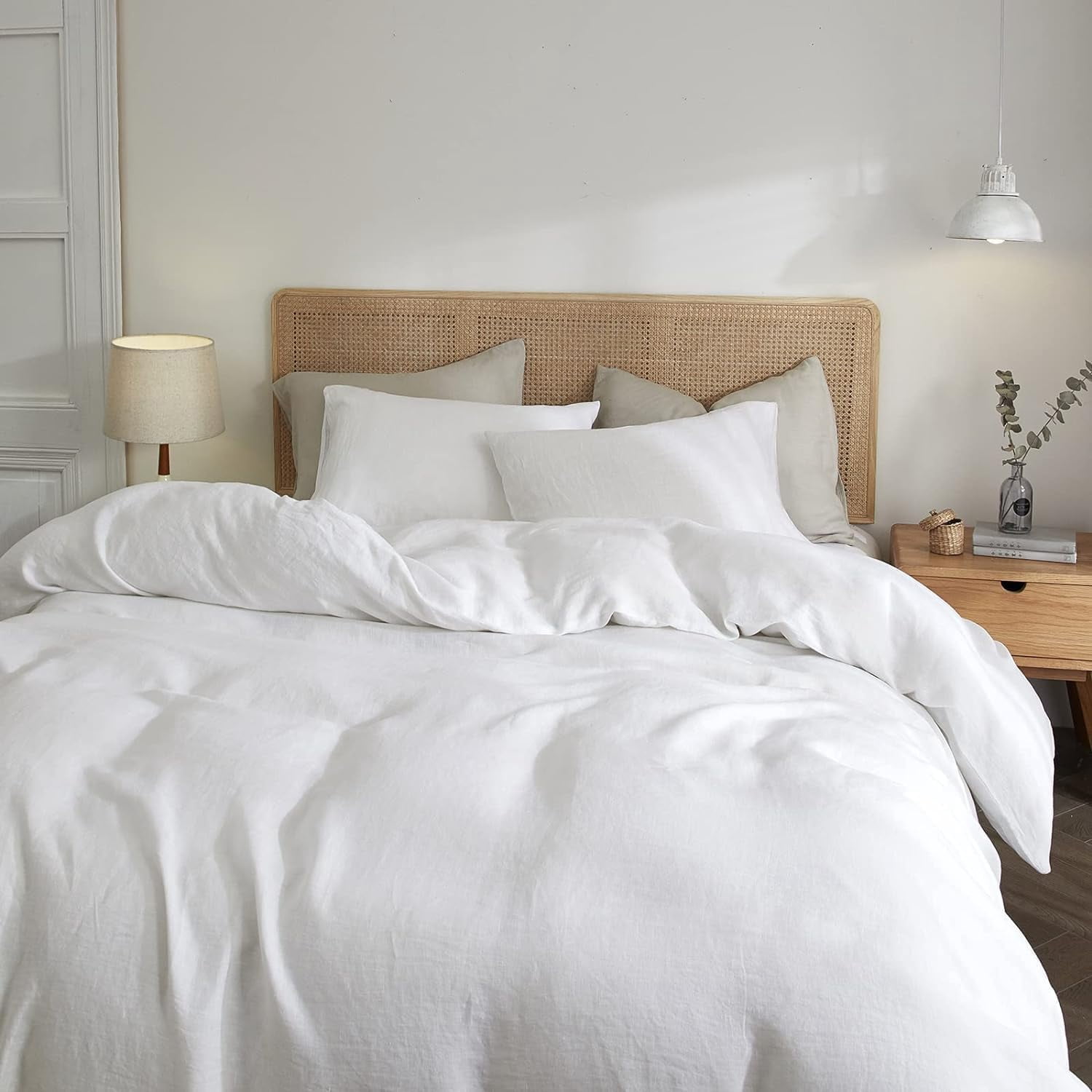 NAYOROOM 100% Organic Cotton Duvet Cover Full Size, 3 Pieces Double Layer Cotton Gauze Bed Set Duvet Cover,Pearl White