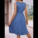 thumbnail image 4 of Vestidos de Verano para Mujer, Sin Mangas, Informales, Holgados, con Botones y Bolsillos Azul L, 4 of 9
