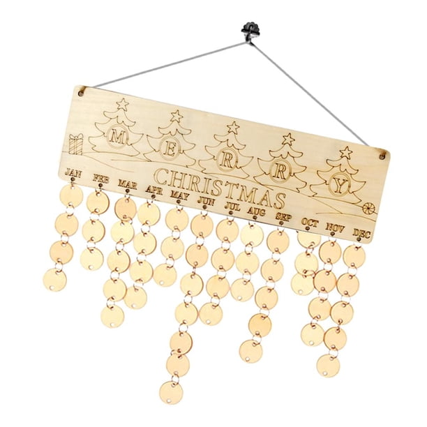 Placa de recordatorio colgante de madera,Tablero del de Navidad,Tablero de calendario colgante,Calendario navideño,Calendario de la Junta,Regalos de Navidad Yuyangstore Placa de recordatorio colgante de madera