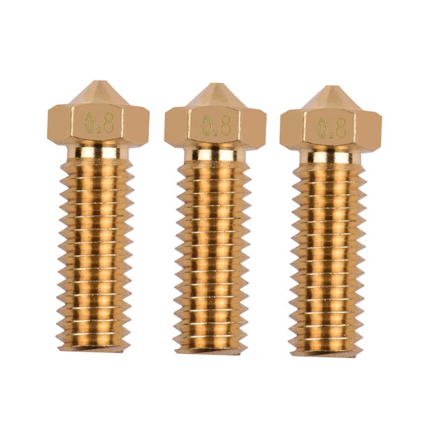 3 piezas Impresora 3D Extrusora Volcán de latón Boquilla M6 Rosca Cabezal de impresora 0.8 mm Salida Tomshoo 0.8mm