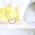 thumbnail image 2 of JeenMata Collar con Colgante de Corazón Abierto para Mamá con Piedra Rosa Decorada en Oro Blanco de 18 K sobre Plata - Piedra Natal de Octubre - Regalo para Mamá, 2 of 2