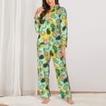 thumbnail image 2 of Salouo Avocado Pattern Women's Pajamas Set Long Sleeve Button Down Sleepwear Soft Pj Lounge Sets for women 2 Piece Pjs Set with Long Pants-Large, 2 of 7