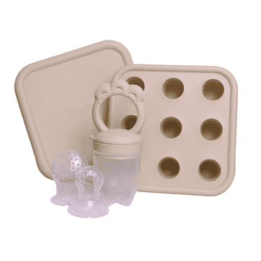 Silicone Baby Food Feeder Set – Includes Silicone Feeder, Freezer Tray with Lid & 2 Extra Teat Sizes – BPA-Free, Easy to Clean – Ideal for Starting Solids