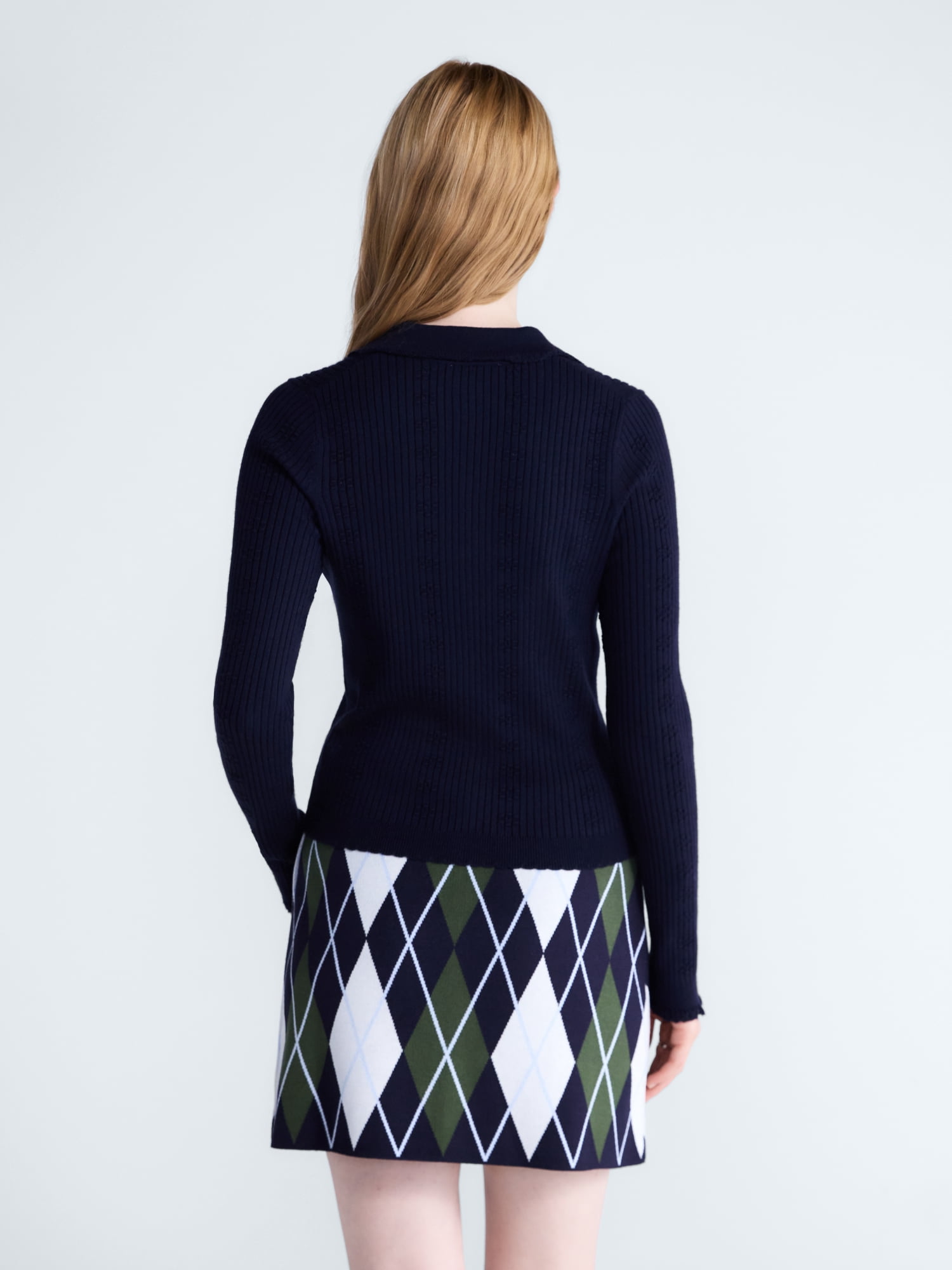 Free Assembly Women's and Women's Plus Pointelle Trim Cardigan Sweater, Lightweight, Sizes XS-4X