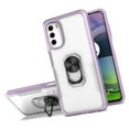 thumbnail image 4 of For Apple iPhone 14 Pro Max (6.7") Transparent Hybrid PC Magnetic Ring Stand (Fit Car Mount) Detachable Frame Phone Case Cover by Xpression - Clear + Purple, 4 of 7