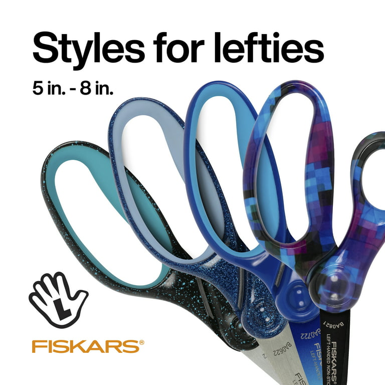 Fiskars Designer Non-Stick Pointed-Tip Left-Handed 5 Scissors for