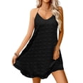 thumbnail image 2 of cocolona Womens Summer Halter Dress Sleeveless Ruffle Flowy Mini Dress Casual Solid Color Vacation Beach Sundress, 2 of 7