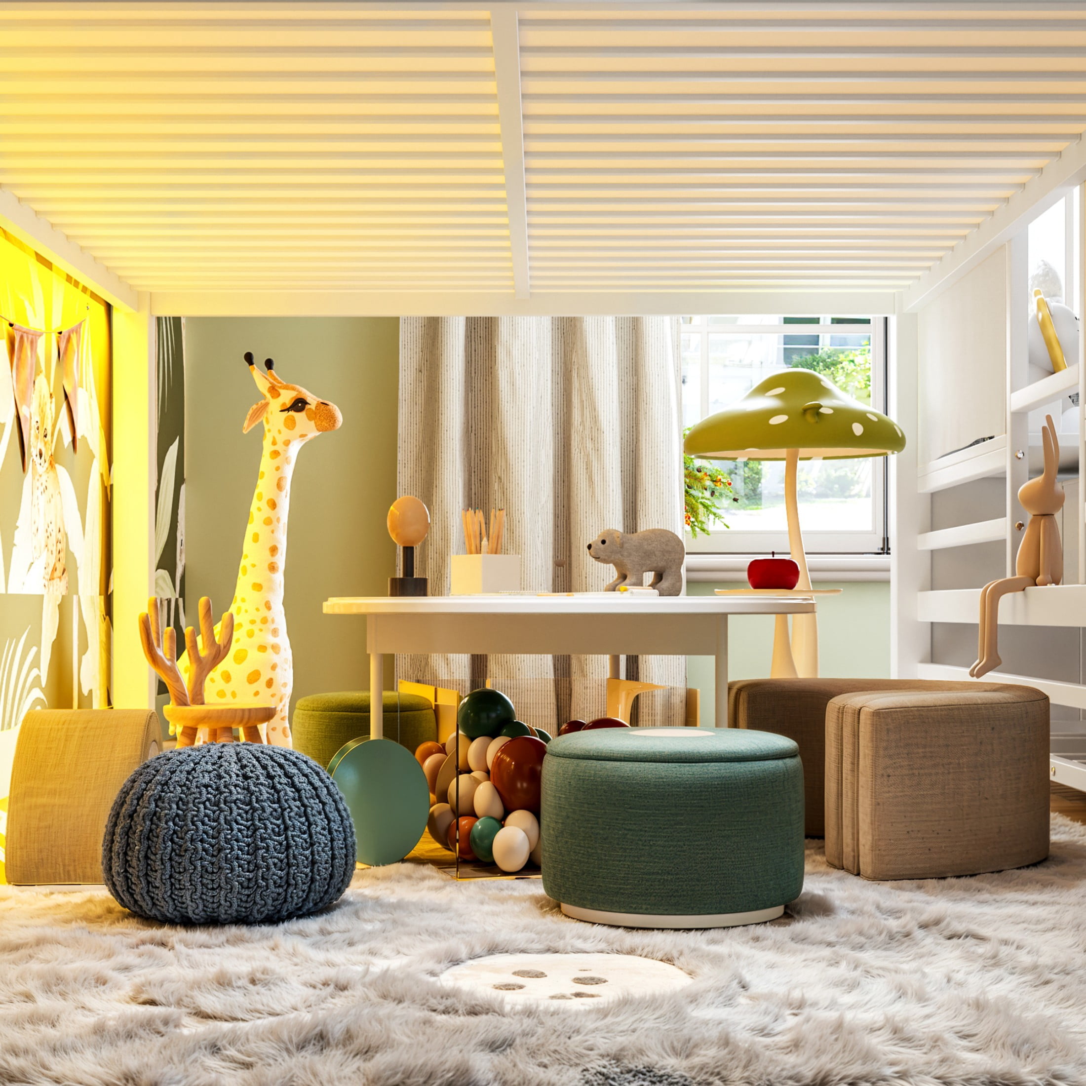Aukfa Full Size Loft Bed with 8 Storage Drawers, Shelves & LED Lights, Metal Low Loft Bed for Kids Bedroom, White