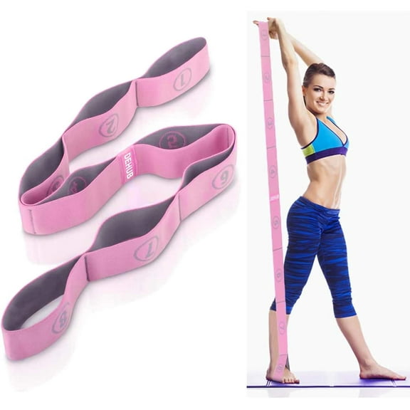 Elastic Stretching Strap with Multiple Loops – Yoga Strap for Pilates, Physical Therapy, Dance & Gymnastics, Adjustable Flexibility (1pcs-pink)