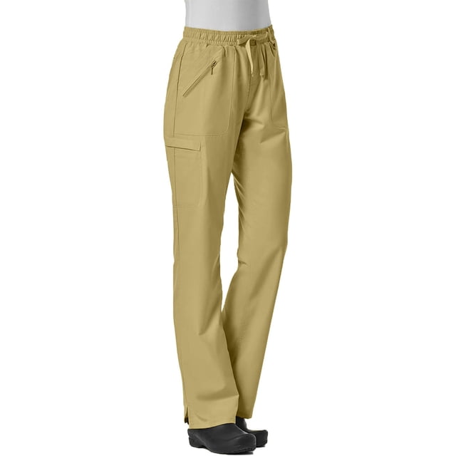 Maevn 7308 Pantalon Cargo pour Femmes à Taille Entièrement Élastique avec Fermeture Éclair et Poches Kaki LP