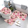 thumbnail image 3 of Bathroom Rugs Sets 3 Piece - Pink Brown White Donut Print Absorbent Non Slip Bath Mats, U-Shape Toilet Lid Cover, Contour Mat, Soft Washable Shower Mats Bath Rug Mat for Bathroom Tub Toilet, 3 of 7