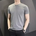 thumbnail image 4 of Men Casual Solid Short-sleeved Tees Slim Round Neck Bottoming Trendy Pullover, 4 of 10