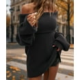 thumbnail image 6 of Women'S Off the Shoulder Sweater Oversized Batwing Sleeve Loose Pullover Sweaters Tops Black XL, 6 of 10