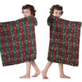 thumbnail image 4 of Red and Green Plaid Christmas Snow Pattern Hooded Bath Towel，50"x30" for Ages 3 To 12 Kids, Quick Dry Lightweight Soft Microfiber Hood Beach Towel Cover Up for Kids, 4 of 7