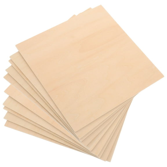 PAMINGONO 10Pcs Basswood Composite Wood Plank for Art Supplies Khaki 10.00X10.00X0.30CM