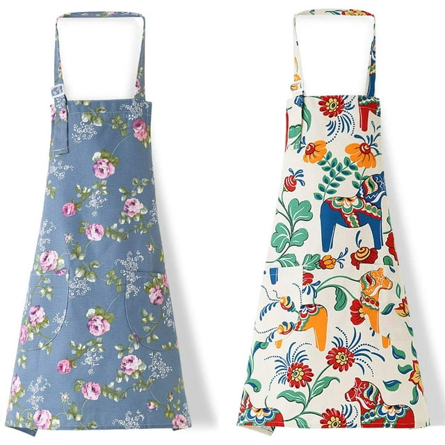 Tablier de Cuisine en Lin Doux avec Poches Réglables en Machine à Laver pour 2 Sacs à Dos pour Femmes